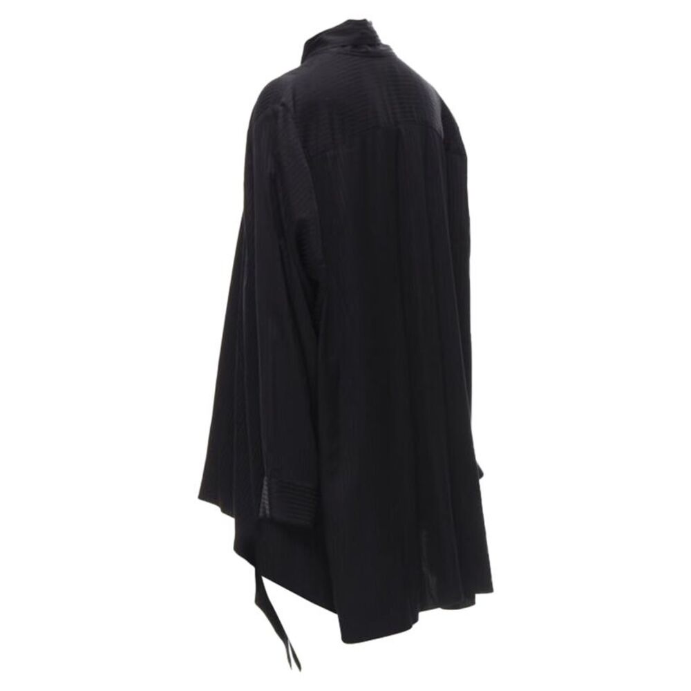 Balenciaga Demna black striped pussy bow cascade hem oversized shirt - Picture 5 of 6
